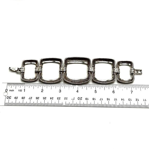 Brighton Wide Silver Modern Design Bracelet Up to 7 Inches - Picture 3 of 3